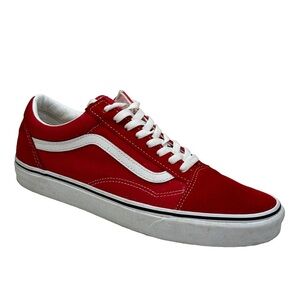 New Men’s Van’s Lace Up Red & White Sneakers Leather, Suede& Canvas Size 10M
